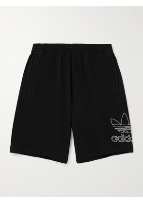adidas Originals - Straight-Leg Logo-Embroidered Cotton-Jersey Shorts - Men - Black - S
