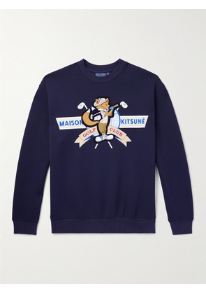 Maison Kitsuné - Logo-Embellished Jersey Golf Sweatshirt - Men - Blue - M