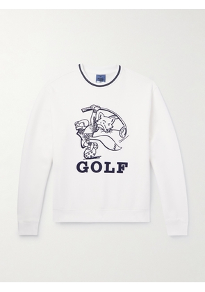 Maison Kitsuné - Logo-Embroidered Jersey Golf Sweatshirt - Men - Neutrals - M