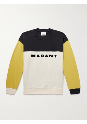 Marant - Aftone Colour-Block Logo-Flocked Cotton-Piqué Sweatshirt - Men - Yellow - XS