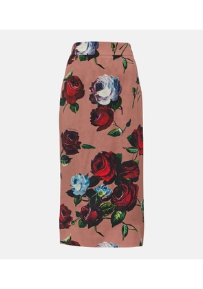 Dolce&Gabbana Floral silk-blend charmeuse midi skirt