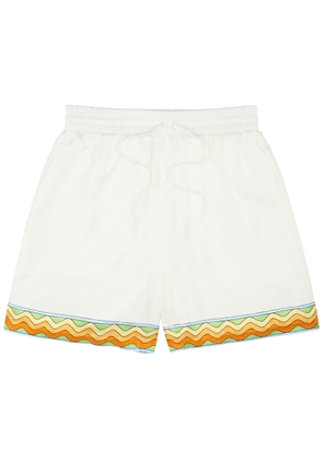 Casablanca Tennis Printed Silk-twill Shorts - White - S