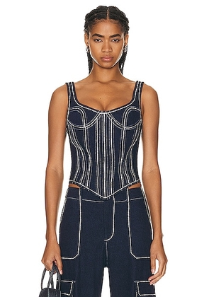 The New Arrivals by Ilkyaz Ozel Kaia Corset in Le Bibliotheque - Blue. Size 34 (also in 36, 38).