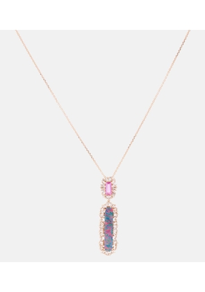 Suzanne Kalan One of a Kind 18kt rose gold necklace with diamonds, sapphire, and opal