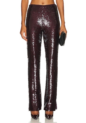 SIMKHAI Lilita Sequin Pant in Mangosteen - Wine. Size 4 (also in 2, 6).