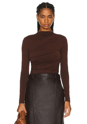 Enza Costa Viscose Jersey Twist Top in Saddle Brown - Brown. Size S (also in ).