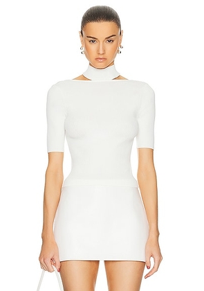 Cult Gaia Brianna Short Sleeve Knit Top in Off White - White. Size XS (also in L, M, S).
