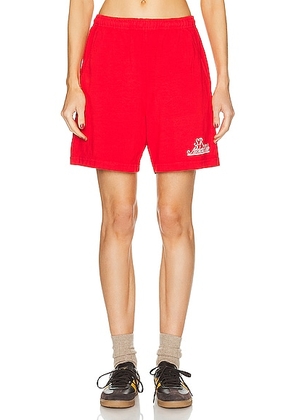 Sporty & Rich Prep Gym Short in Sports Red - Red. Size XS (also in L).