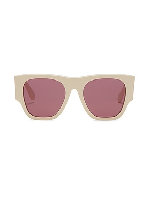 Chloe Oversized Logo Square Sunglasses in Ivory & Red - Ivory. Size all.