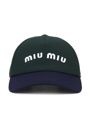 Miu Miu Logo Baseball Hat in Abete & Royal - Green. Size L (also in ).