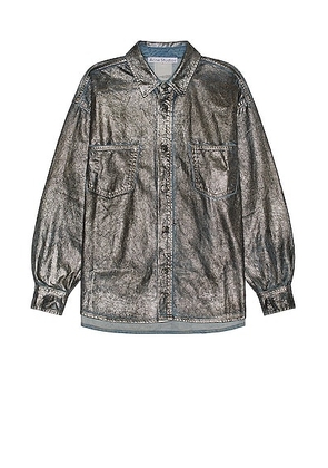 Acne Studios Relaxed Shirt in Silver & Blue - Metallic Silver. Size 46 (also in 48, 52).