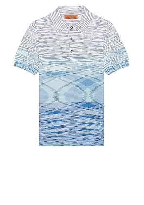 Missoni Short Sleeve Polo in Blue Space Dye - Blue. Size 46 (also in 48, 50).