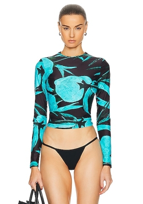 Louisa Ballou Surfer's Paradise Top in Turquoise Flower - Teal. Size XS (also in ).