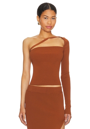 Camila Coelho Delaine Top in Brown. Size L, M, S.