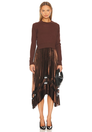 ALLSAINTS Nadia Foil Dress in Brown. Size M, XS.