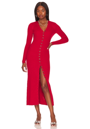 LPA Kavala Sweater Dress in Red. Size L.