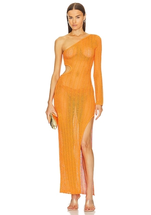 Michael Costello x REVOLVE Seana Asym Maxi Knit Dress in Orange. Size L.