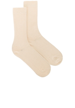 Snow Peak Recycled Cotton Socks in Cream. Size 2.