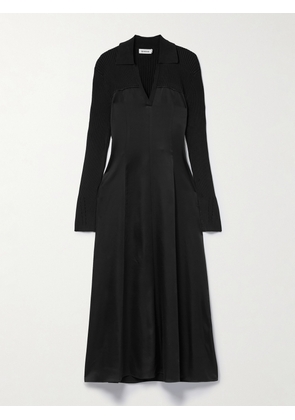 SIMKHAI - Jonny Satin-crepe And Ribbed-knit Midi Dress - Black - US0,US2,US4,US6,US8,US10,US12