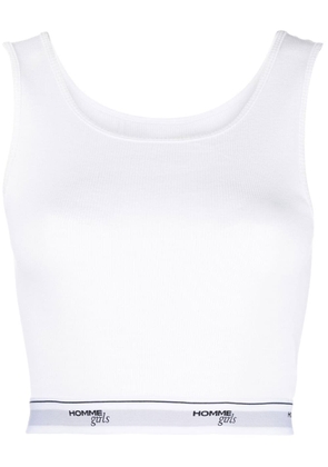 HommeGirls logo-trim cotton tank top - White