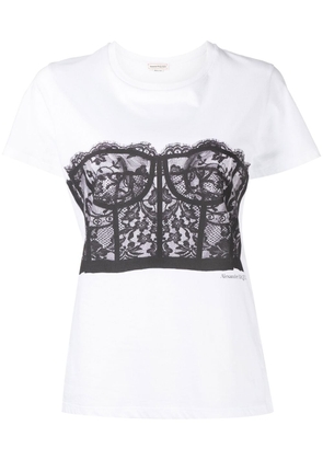 Alexander McQueen Corset-print cotton T-shirt - White