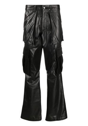 Nahmias logo-patch leather cargo trousers - Black