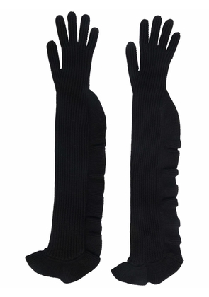 RED(V) elbow-length leather gloves - Black