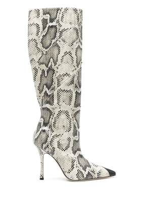 Alessandra Rich snake-print knee-high boots - White