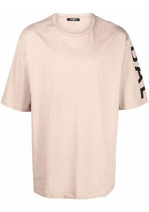 Balmain logo-print sleeve T-shirt - Neutrals