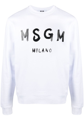 MSGM logo print cotton sweatshirt - White