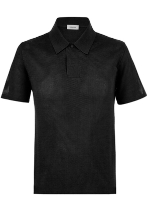 Ferragamo perforated-design cotton polo shirt - Black