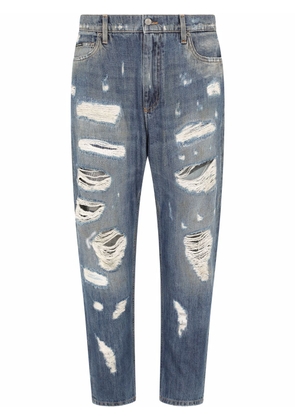 Dolce & Gabbana distressed straight-leg jeans - Blue