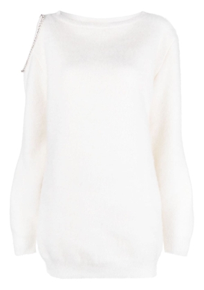 Genny cut-out detailing wool-blend jumper - White