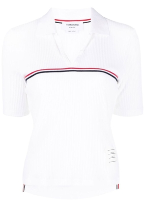 Thom Browne ribbed cotton polo top - White