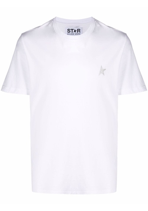 Golden Goose glitter logo-print short-sleeve T-shirt - White