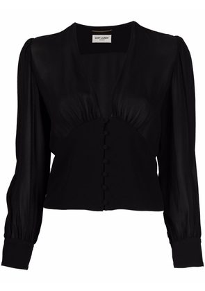Saint Laurent buttoned-up V-neck blouse - Black