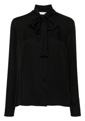 Palm Angels monogram-jacquard silk blouse - Black