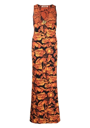 Roberto Cavalli floral-print sleeveless dress - Orange