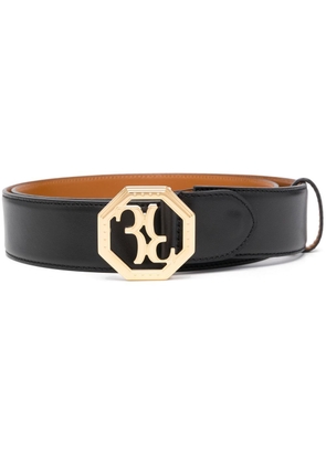 Billionaire logo-buckle leather belt - Black