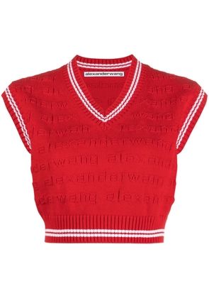 Alexander Wang sleeveless knitted crop top - Red