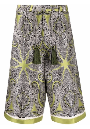 ETRO paisley-print silk shorts - Green
