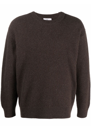 Closed ribbed-knit jumper - Brown