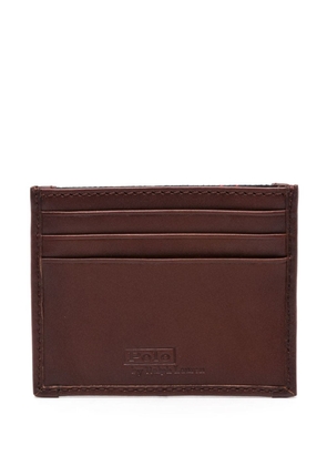 Polo Ralph Lauren logo-patch checked leather cardholder - Brown