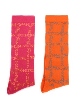 JW Anderson logo-knit two-pack socks - Pink