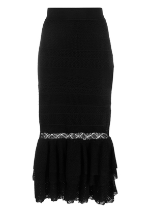 Polo Ralph Lauren pointelle-knit ruffled midi skirt - Black