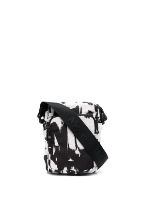Alexander McQueen Graffiti-print mini messenger bag - Black