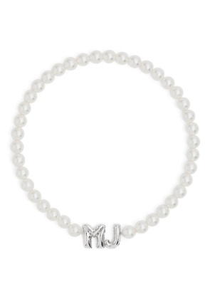 Marc Jacobs MJ logo-lettering pearl necklace - White