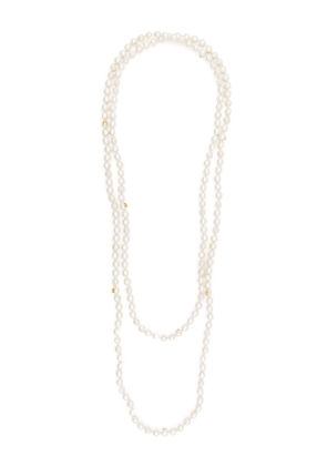 Gucci logo-plaque pearl necklace - White