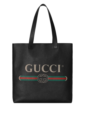 Gucci logo-print leather tote bag - Black
