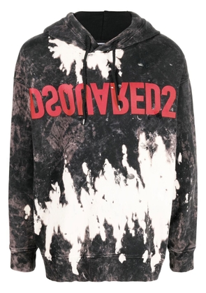 Dsquared2 reverse logo-print bleached hoodie - Black